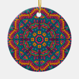 Adorno De Cerámica Encantador patrón continuo de mandala colorido