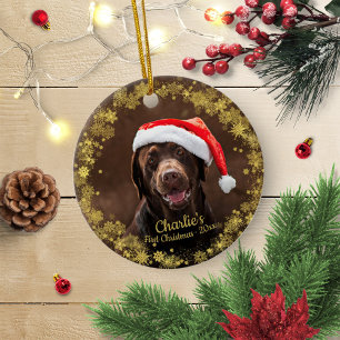 Adorno De Cerámica Encantador perro cachorro mascota primera Navidad