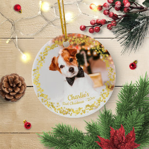 Adorno De Cerámica Encantador perro cachorro mascota primera Navidad 