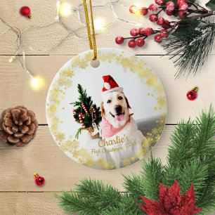 Adorno De Cerámica Encantador perro cachorro mascota primera navidad 