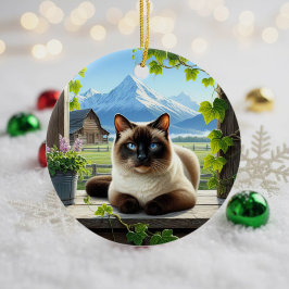 Adorno De Cerámica Encantador recuerdo de gato siamés