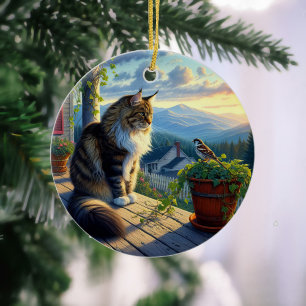 Adorno De Cerámica Encantador Recuerdo de Maine Coon