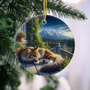 Adorno De Cerámica Encantador Recuerdo de Maine Coon