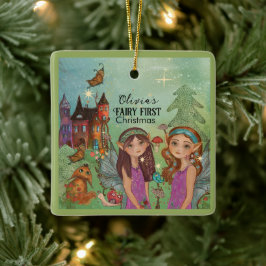 Adorno De Cerámica Enchanted Woodland Fairy First Christmas