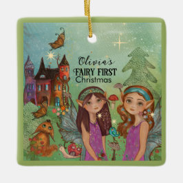 Adorno De Cerámica Enchanted Woodland Fairy First Christmas