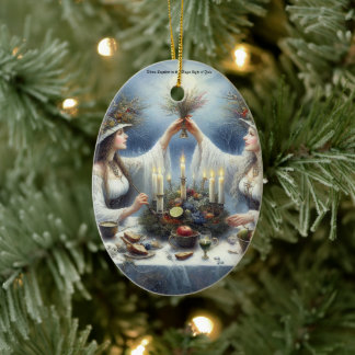 Adorno De Cerámica Enchanted Yule Celebration Flat Holiday Card