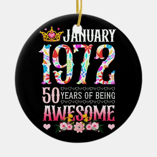 Adorno De Cerámica Enero de 1972 50 cumpleaños 50 años de espléndida  (Frente)