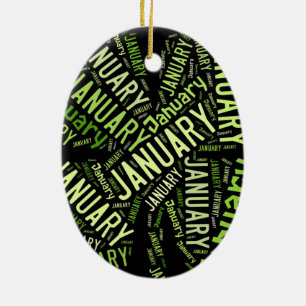 Adorno De Cerámica Enero de cuatro hojas