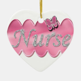 Adorno De Cerámica Enfermera con la mariposa