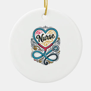 Adorno De Cerámica Enfermera Corazón Estetoscopio Diseño de Grabado V