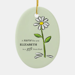 Adorno De Cerámica Enfermera Cumpleaños Religiosa Verde Daisy Persona