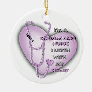 Adorno De Cerámica enfermera de atención cardíaca Purple Heart