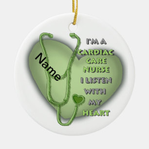 Adorno De Cerámica enfermera de cuidados cardíacos Green Heart
