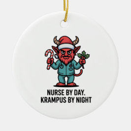 Adorno De Cerámica Enfermera de día, Krampus de noche, Enfermera 