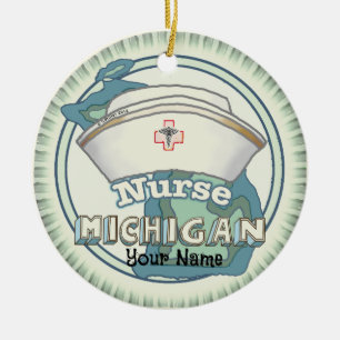 Adorno De Cerámica Enfermera de Michigan
