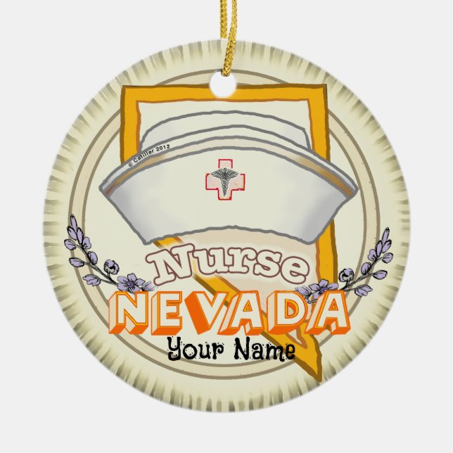 Adorno De Cerámica Enfermera de Nevada (Frente)