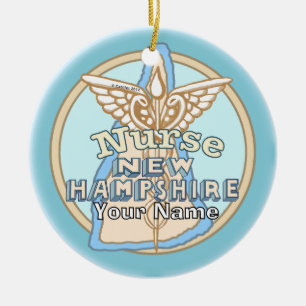 Adorno De Cerámica Enfermera de Nuevo Hampshire Caduceo