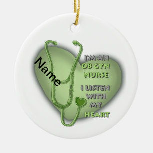 Adorno De Cerámica Enfermera de Obstetricia y Ginecología de Corazón