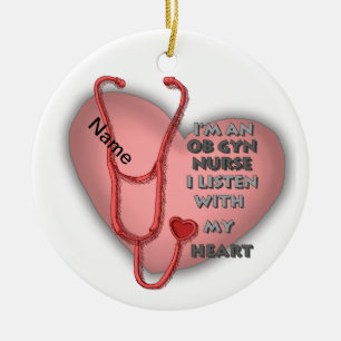 Adorno De Cerámica Enfermera de Obstetricia y Ginecología de Corazón
