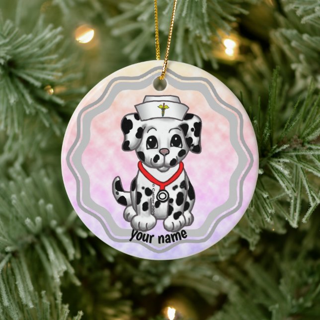 Adorno De Cerámica Enfermera de perros de cachorros (Árbol)