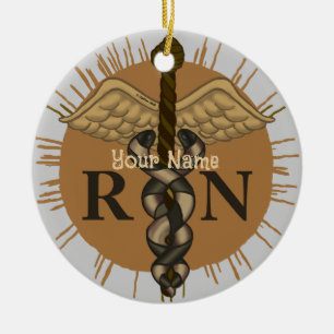 Adorno De Cerámica Enfermera de RN Caduceo