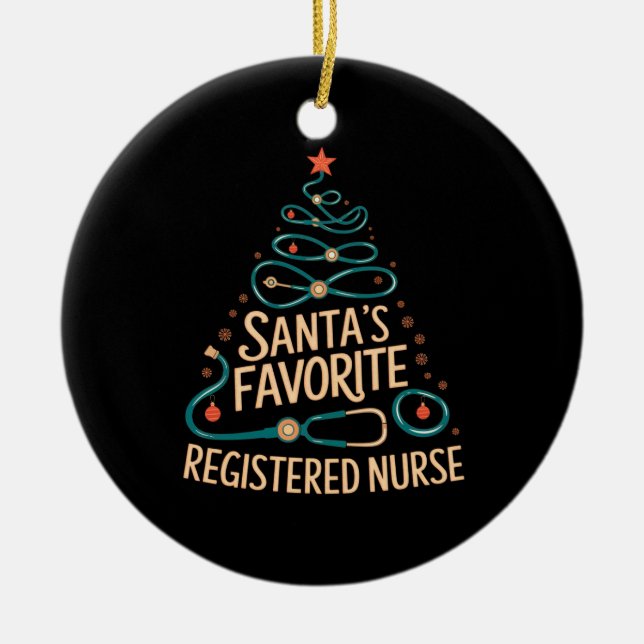 Adorno De Cerámica Enfermera favorita registrada de Santa Claus perfe (Frente)
