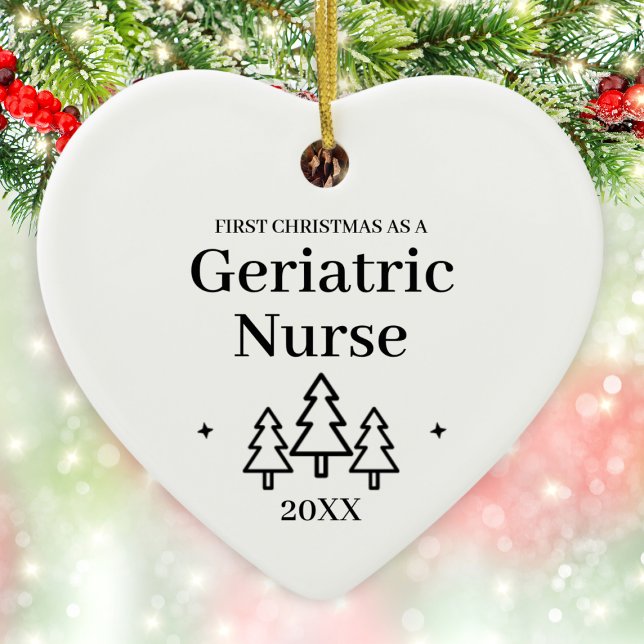 Adorno De Cerámica Enfermera geriátrica Navidades de trabajo nuevos (Geriatric Nurse New Job Christmas Ceramic Ornament
)