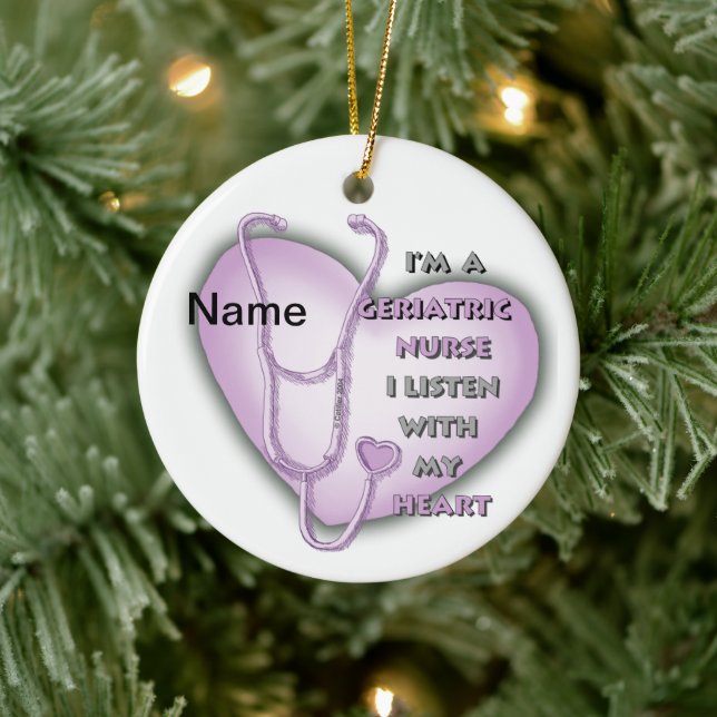 Adorno De Cerámica Enfermera Geriátrica Purple Heart (Árbol)