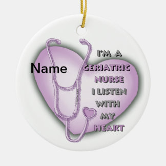 Adorno De Cerámica Enfermera Geriátrica Purple Heart