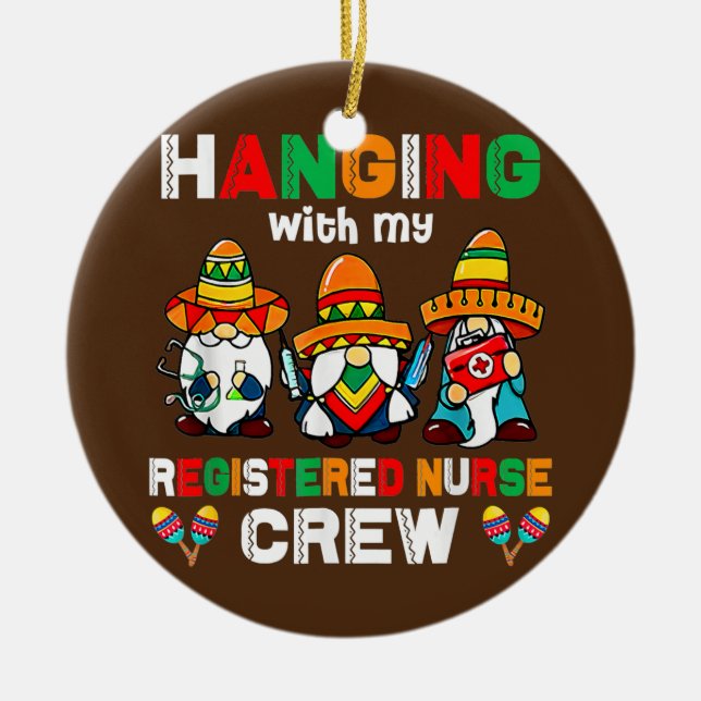 Adorno De Cerámica Enfermera inscrita Gnome Cinco De Mayo Mexicano (Frente)