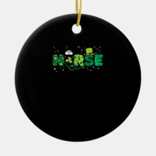 Adorno De Cerámica Enfermera irlandesa Stethoscope Scrub St Patricks 