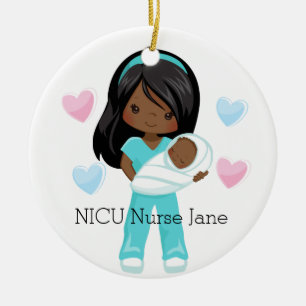 Adorno De Cerámica Enfermera personalizada de la NICU con Navidades p