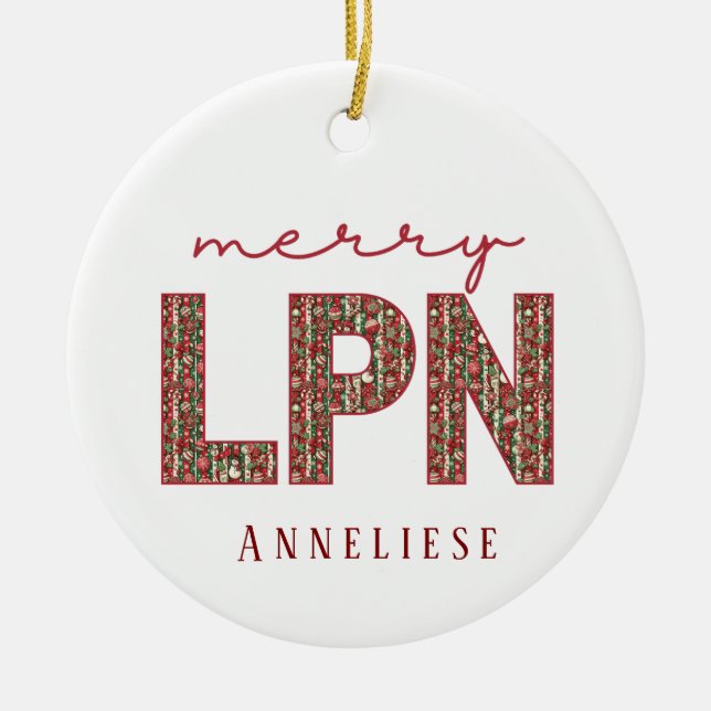 Adorno De Cerámica Enfermera personalizada de LPN Primer año Keepsake (Frente)