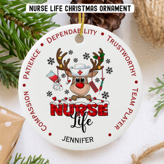 Adorno De Cerámica Enfermera personalizada de Navidades