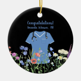 Adorno De Cerámica Enfermera personalizada RN LPN NP Blue Scrubs