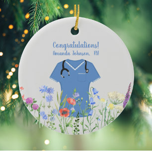 Adorno De Cerámica Enfermera personalizada RN LPN NP Blue Scrubs