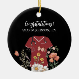 Adorno De Cerámica Enfermera personalizada RN LPN NP Maroon Scrubs