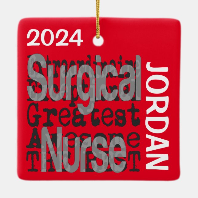 Adorno De Cerámica Enfermera quirúrgica PERSONALIZADO Extraordinaria (Reverso)