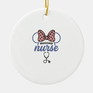 Adorno De Cerámica Enfermera registrada Bow Stethoscope Gráfico Vinta