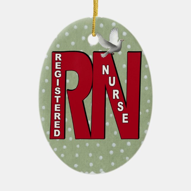 ADORNO DE CERÁMICA ENFERMERA REGISTRADA RN BIG RED (Frente)