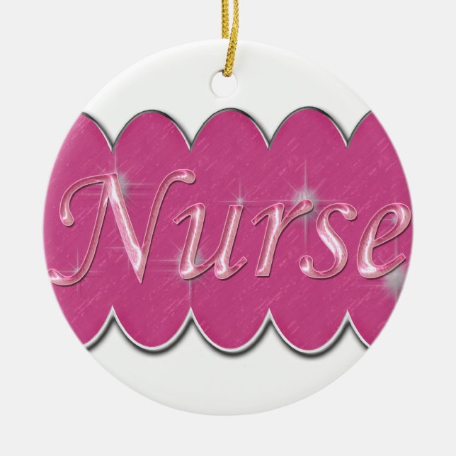 Adorno De Cerámica Enfermera rosada (Frente)