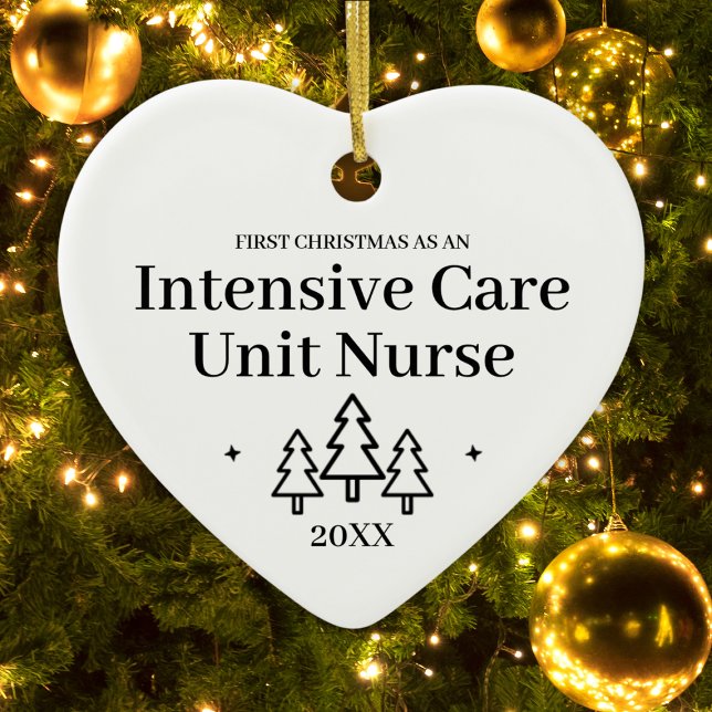 Adorno De Cerámica Enfermería de la Unidad de Cuidados Intensivos par (Intensive Care Unit Nurse New Job Christmas Ceramic Ornament
)