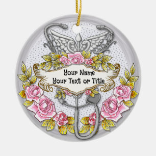 Adorno De Cerámica Enfermero de enfermería de Stethoscope caduceus