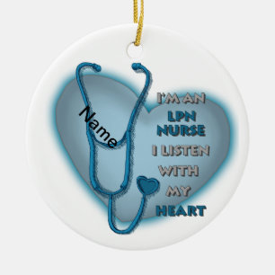Adorno De Cerámica Enfermero de LPN de Blue Heart