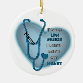 Adorno De Cerámica Enfermero de LPN de Blue Heart