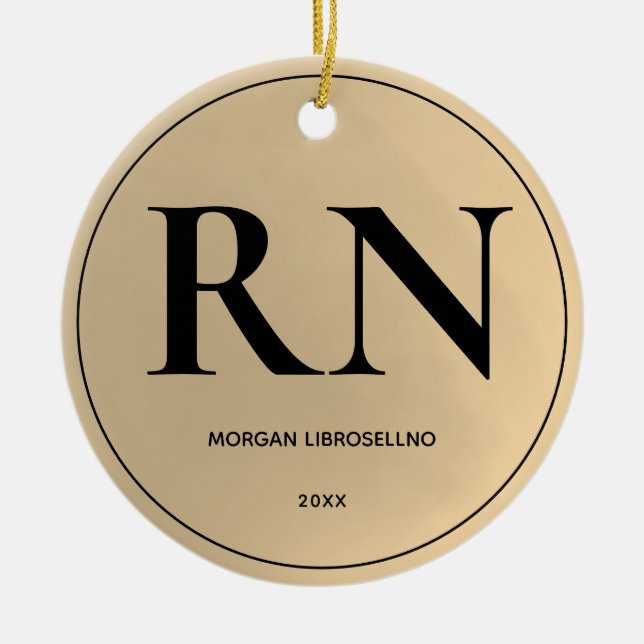Adorno De Cerámica Enfermero RN elegante y sencillo (Frente)