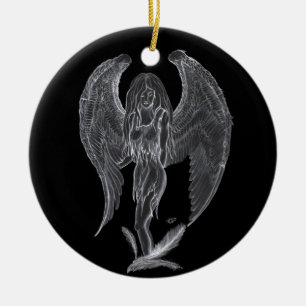 Adorno De Cerámica Engel Bleistiftzeichnung Diseño en blanco y negro