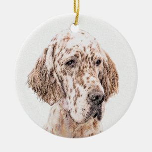 Adorno De Cerámica English Setter Orange Belton Painting Dog Art