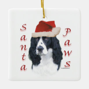 Adorno De Cerámica English Springer Spaniel Santa Paws