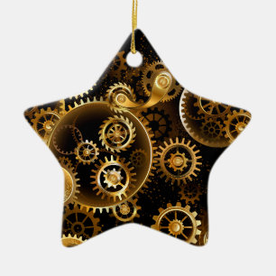 Adorno De Cerámica Engranajes de latón Steampunk sin costuras